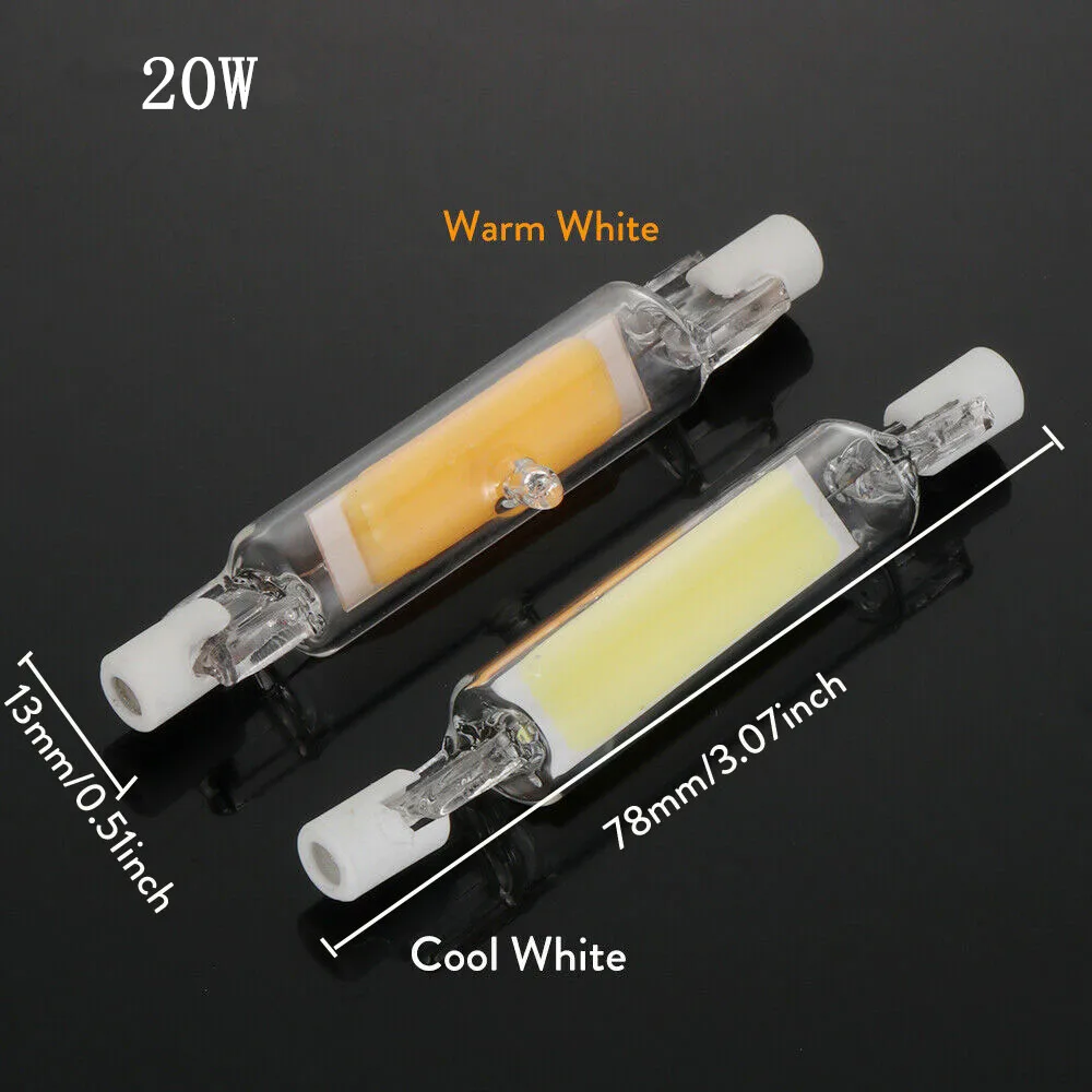 슈퍼 브라이트 COB 유리 튜브 LED 램프, R7S, AC220V, 110V, 240V, 78mm, 15W, 118mm, 30W, 할로겐 전구, J78, J118, Lamparda 스포트 라이트 교체