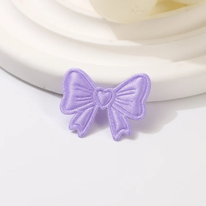 80Pcs 2,2*2,5 CM Satin Stoff Bowknot Gepolsterte Applikation Für DIY Handgemachte Haar Clip Zubehör Tuch Tasche hut Dekorative Patch – Detail 3