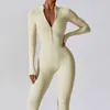 Yoga Boilersuit Long Sleeved Women's Sportswear Gym Zipper Jumpsuits Workout High-intensity Fitness One-piece Skin-tight Garment 2