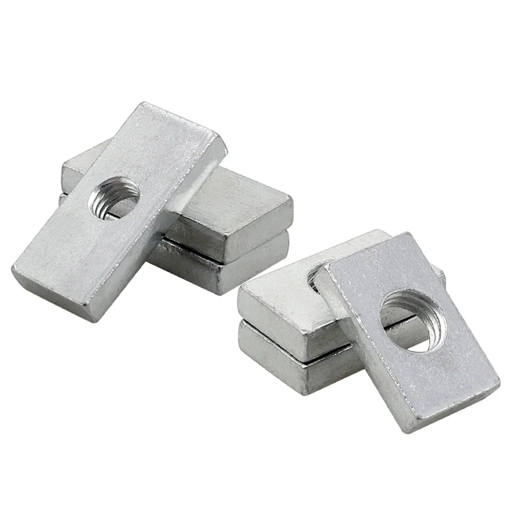 Aluminum Profile 10-50Pcs M3 M4 M5 M6 M8 Square Nut Rectangular Nuts Thin Slider Block Nuts Zinc-Plated Carbon Steel Aluminum Profile Accessory