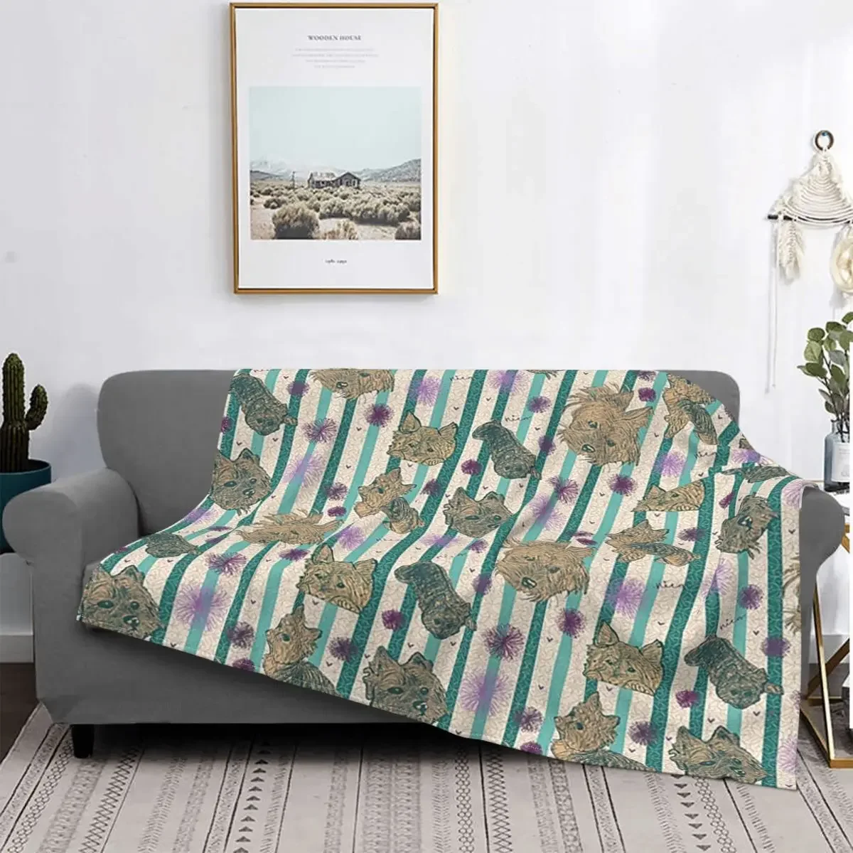 

Yorkshire Terrier Dog Blankets Flannel Printed Plaid Anime Multifunction Lightweight Throw Blankets for Sofa Outdoor Rug Piece