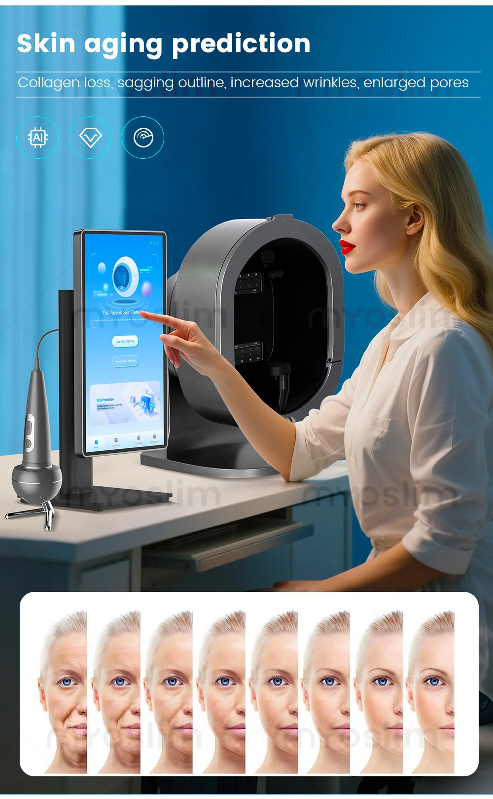 X5 Hautanalyse-Gerät Magic Mirror 3D Digitaler Gesichtsanalysator KI-Intelligentes Bildgebungsgerät Detektor für Kopfhaut-Gesundheitsanalyse – Detail 7