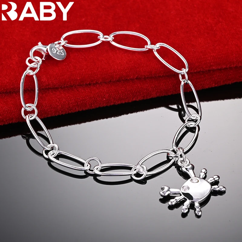 

URBABY 925 Sterling Silver Bracelet For Women Zircon Crab Pendant Bracelets Chain Fashion Party Charm Jewelry Birthday Gift