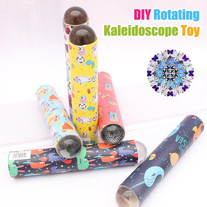 DIY Rotating Kaleidoscope Material Kit Cute Cartoon Kaleidoscope Toys Experiment Teaching Tools Handmade Toys Kid Gifts