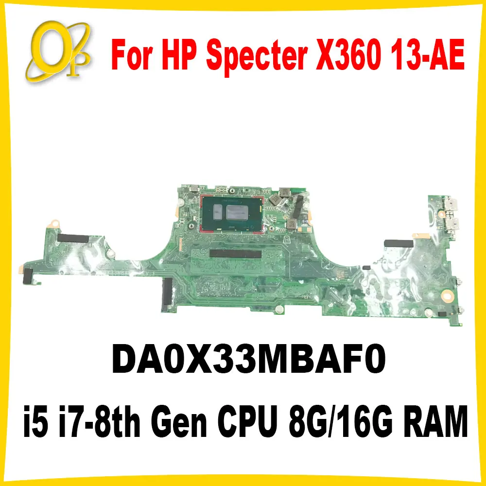 Scheda Madre Muslimex Per Scheda Madre Per Laptop Hp Specter X360 13-Ae 941883-001 941883-601 I5 I7-8Th Gen Cpu 8G/16G Ram Test Completo