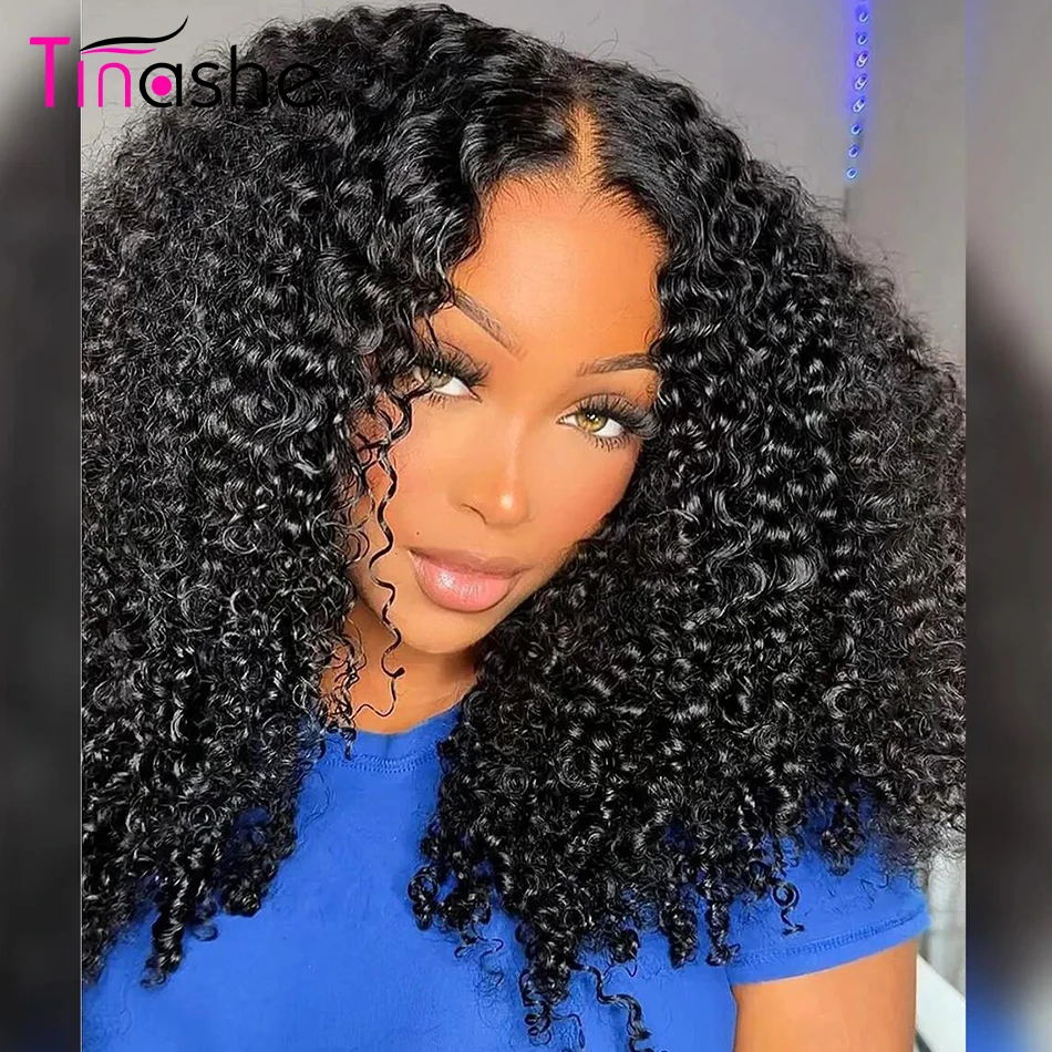 Tinashe Part Max 9&times;6 Glueless Wig HD Lace Bleached Knots Pre Plucked Human Hair Wigs Put on & Go Short Kiny Curly Bob Wig