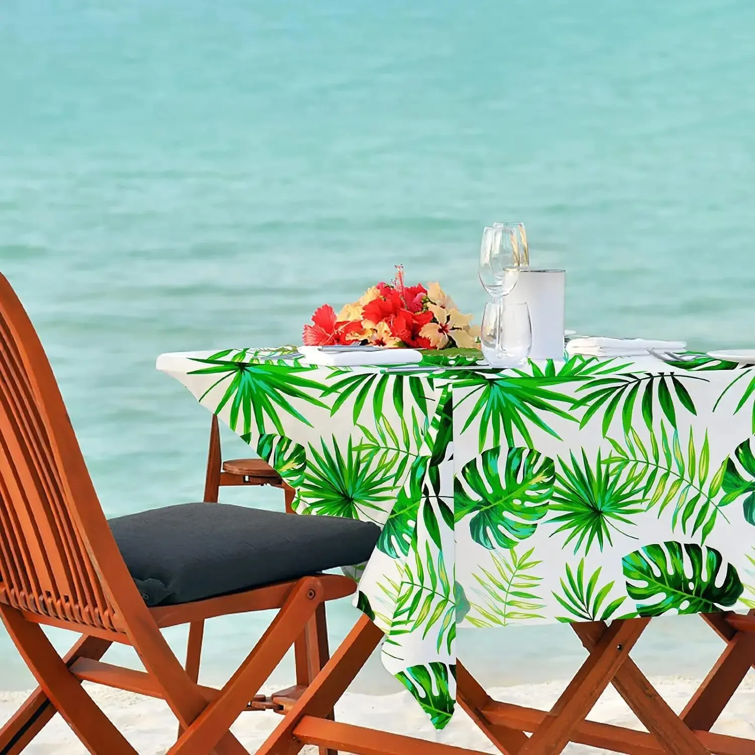 Jungle Palm Leaf Birthday Party Table Cloth Plastic Waterproof and Oil Resistant Table Cloth table cloth rectangular tablecloth disposable tablecloth tarot tablecloth