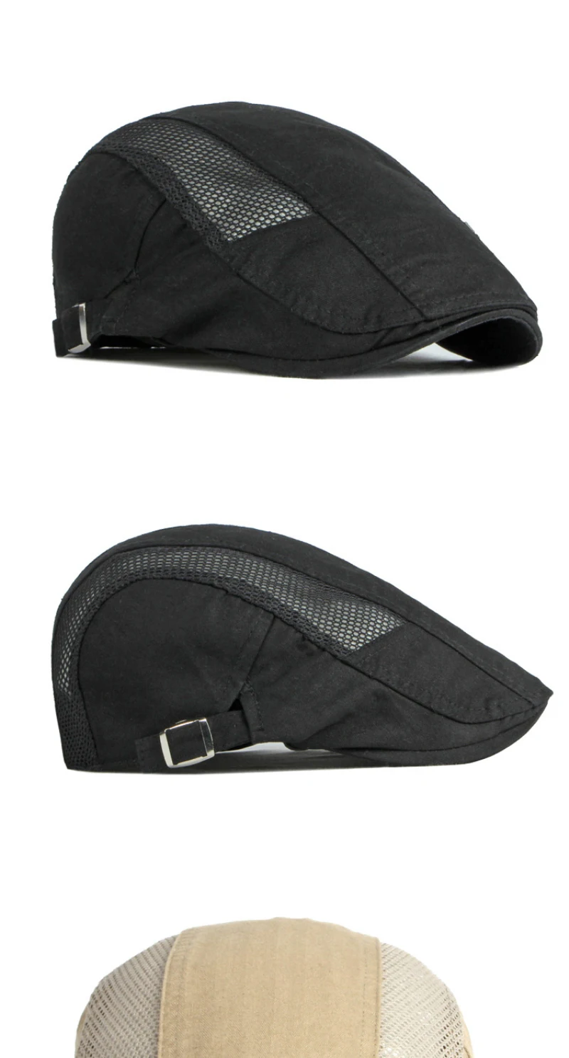 HT4029 Baskenmütze Neue Frühling-Sommer-Kappe Hüte für Damen und Herren Atmungsaktive Baumwoll-Mesh-Flachmütze Unisex Künstler-Malermütze – Detail 8