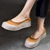 Women Loafers Autumn Thin Shoes 4cm Platform Heels Fashion Thick Sole Flatform Shoes New Slip-on Pumps Soft Leather Casual Shoes 1
