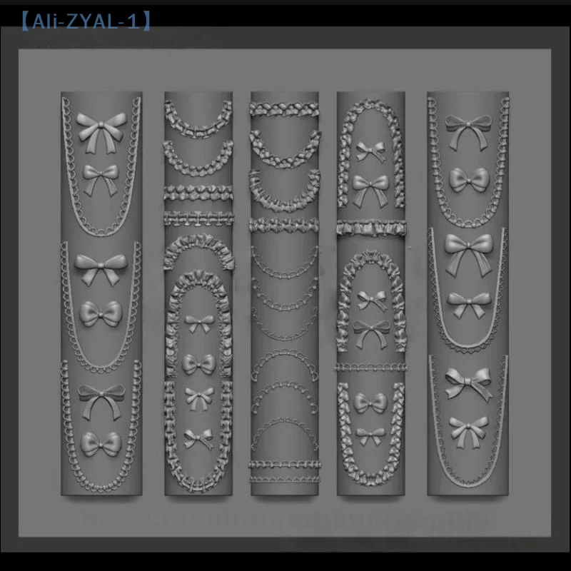 【ZYAL-1】드래곤 본 3D 실리콘 네일 몰드 꽃 리본 별 체인 네일 템플릿 DIY 네일 아트 장식 매니큐어 디자인