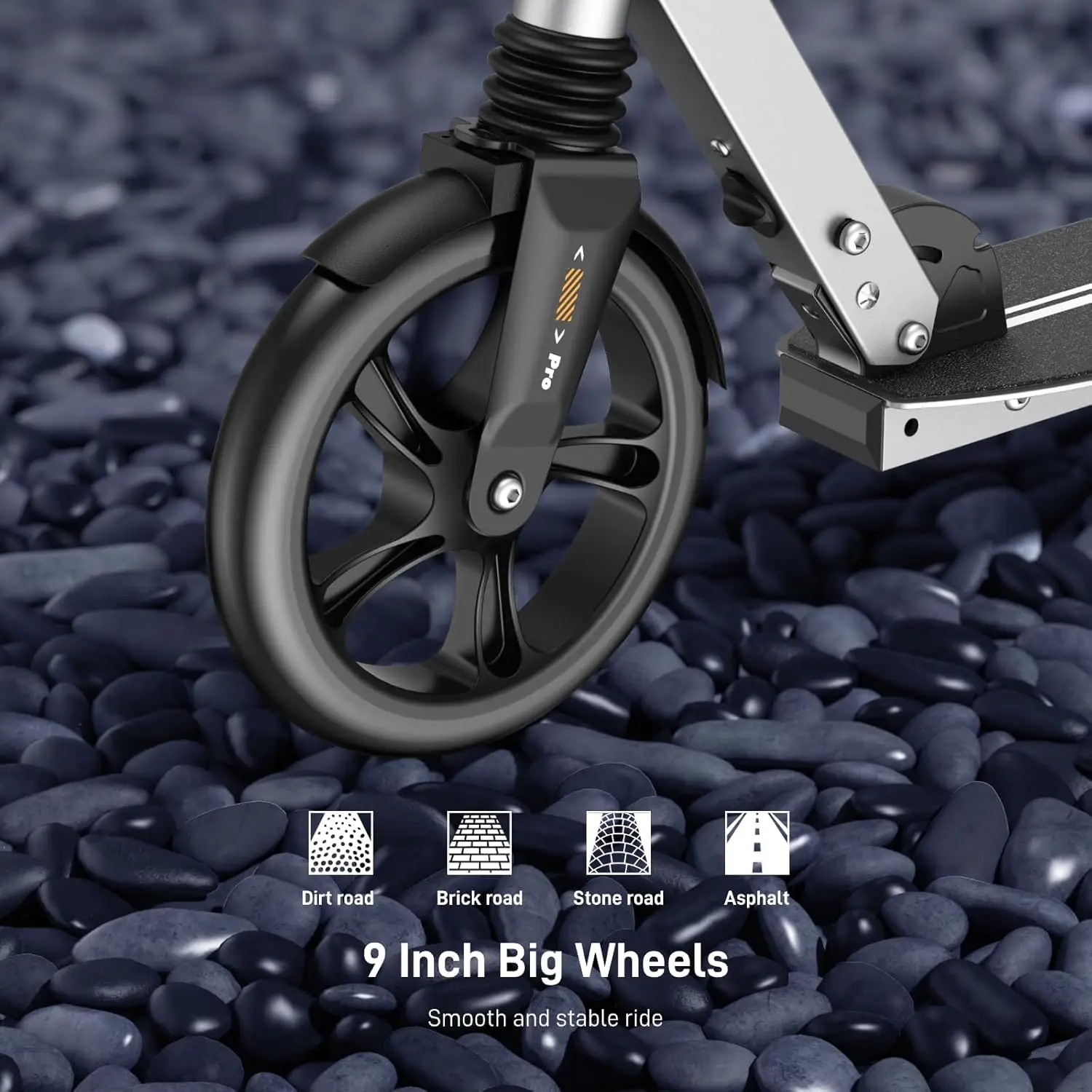 Kick Scooter for Ages 6+,Kid, Teens & Adults. Max Load 240 LBS. Foldable, Lightweight, 8IN Big Wheels for Kids, Teen and Adults