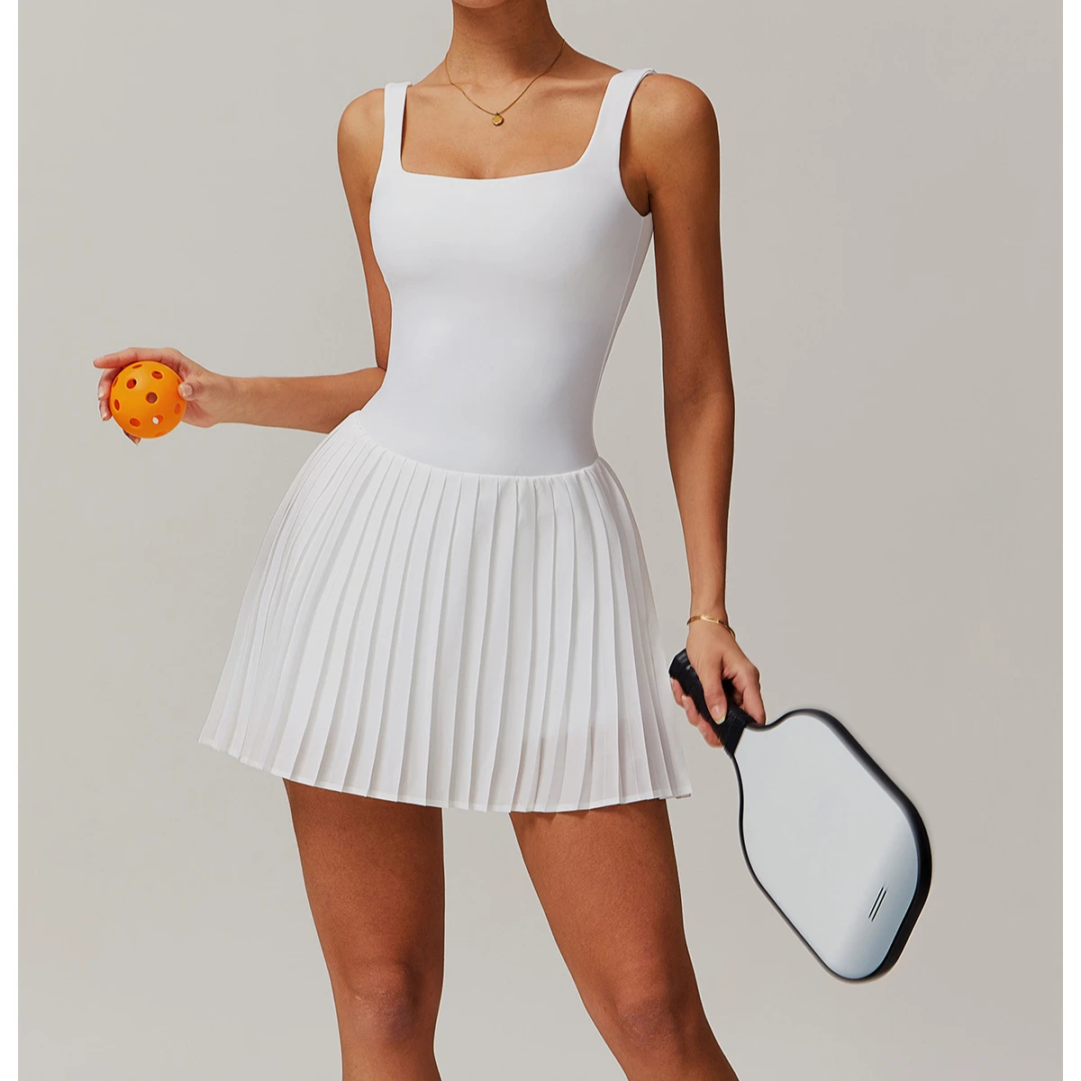 New Gym Yoga Clothes Women's Short Tennis Skirts with Pocket Yoga Jumpsuit Tracksuit Set Sport One Piece Sleeveless Short Skirts