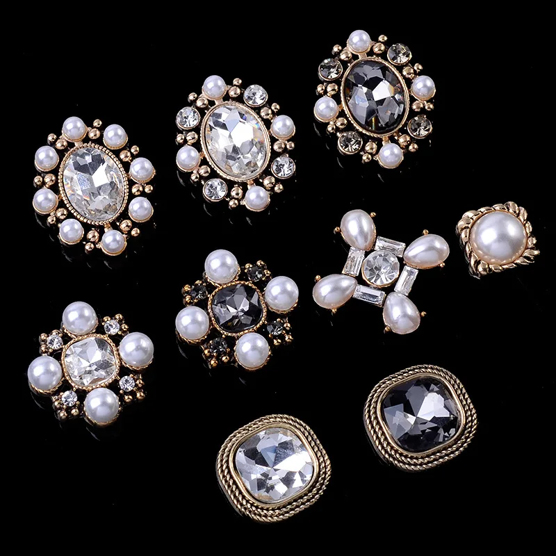 

50pcs Anti-Gold color New fashion Alloy Material Crystal Peal Flower/Square charm for DIY Wedding Handmade Jewelry Making