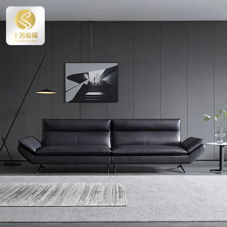 Wholesale luxury black leather looklike nano technology fabric sofa for office