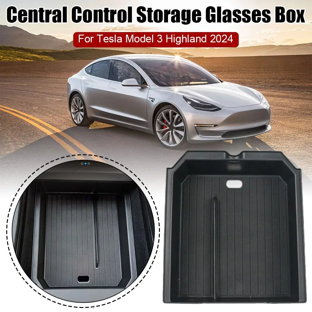 Organisateur de boîte de rangement de console centrale pour Tesla 2024  Model 3 Highland - 1 Pc (boîte d'accoudoir) / Gris