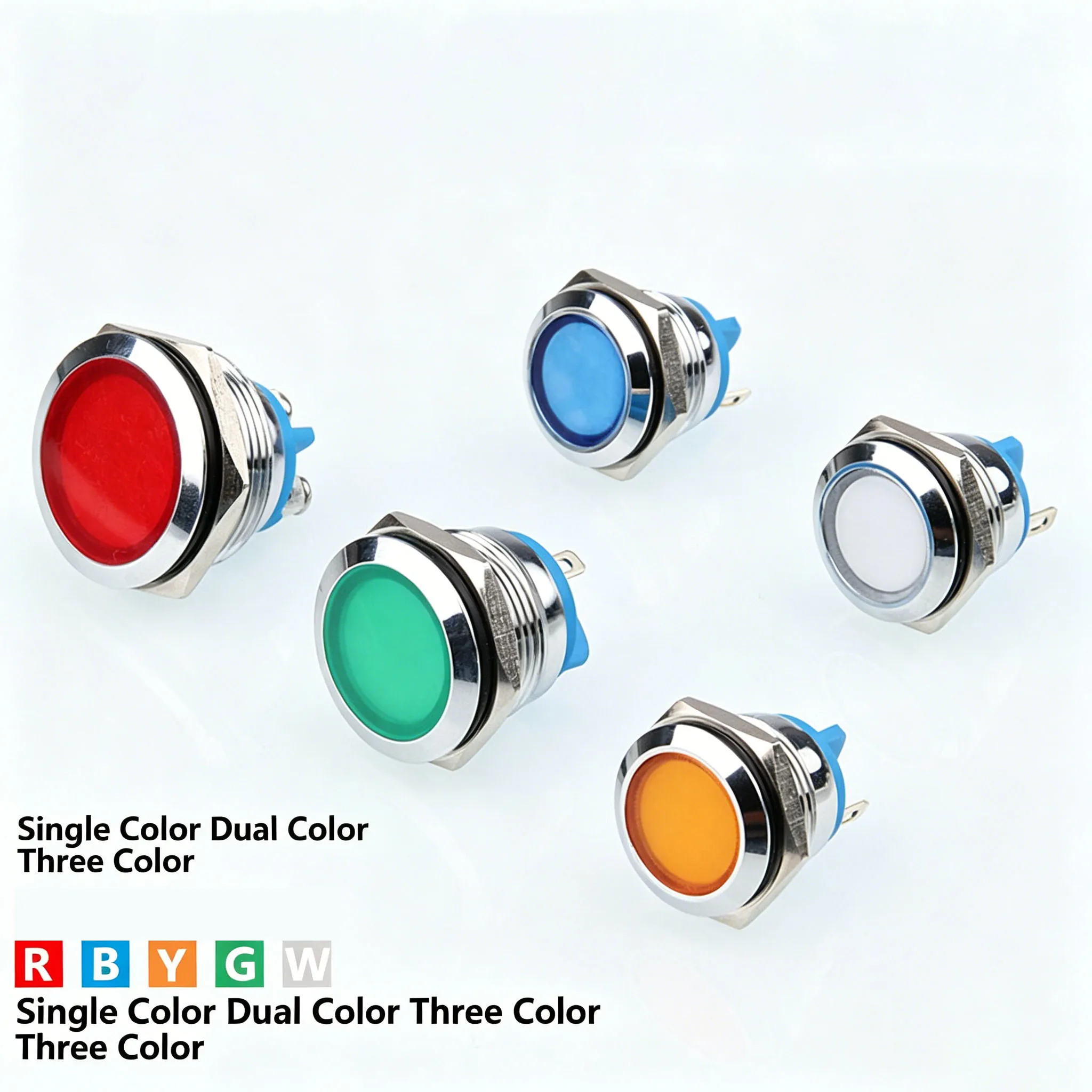 16mm IP66 Waterproof Metal LED Signal Pilot Indicator Light DC 12V 24V AC 220VWire Screw Pins for Industrial Equipme