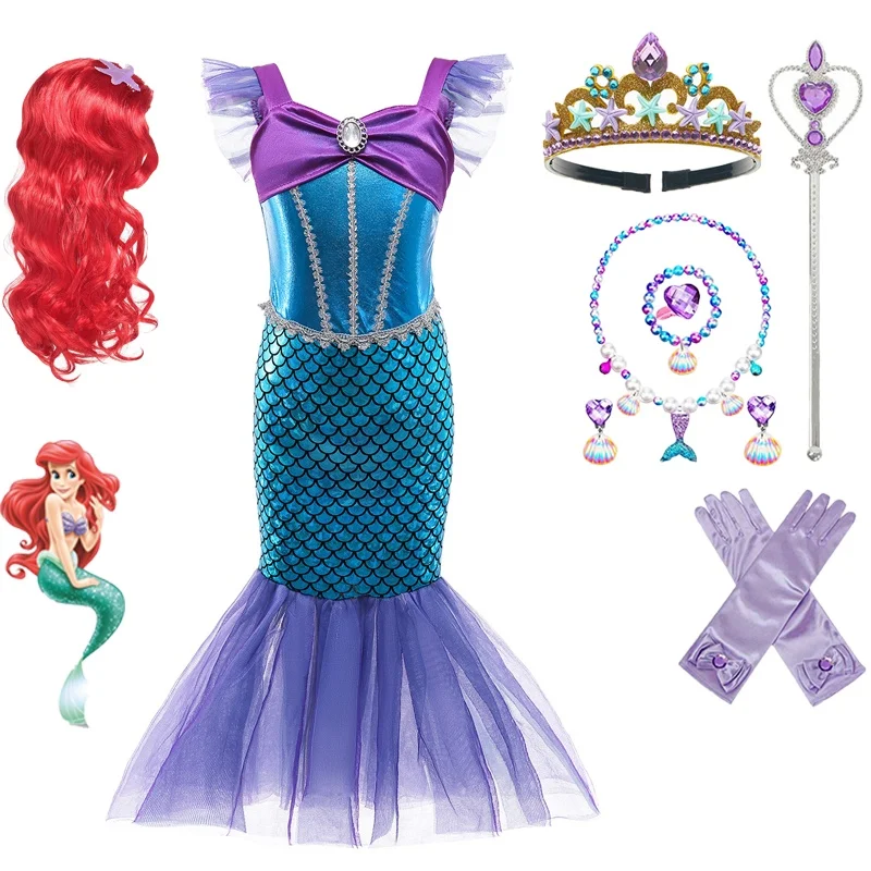 

The Little Mermaid Ariel Princess Costume Kids Dress for Girls Cosplay Children Carnival Birthday Party Clothes Mermaid Dress
