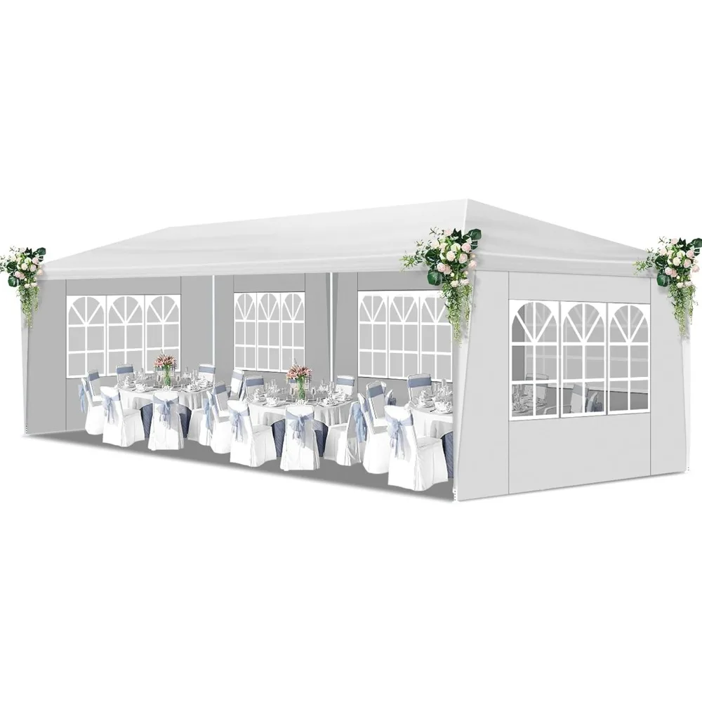 Heavy Duty Canopy Event Tent with 5 Removable Sidewalls and Windows, Waterproof Gazebo Shelter for Weddings, BBQs & Events
