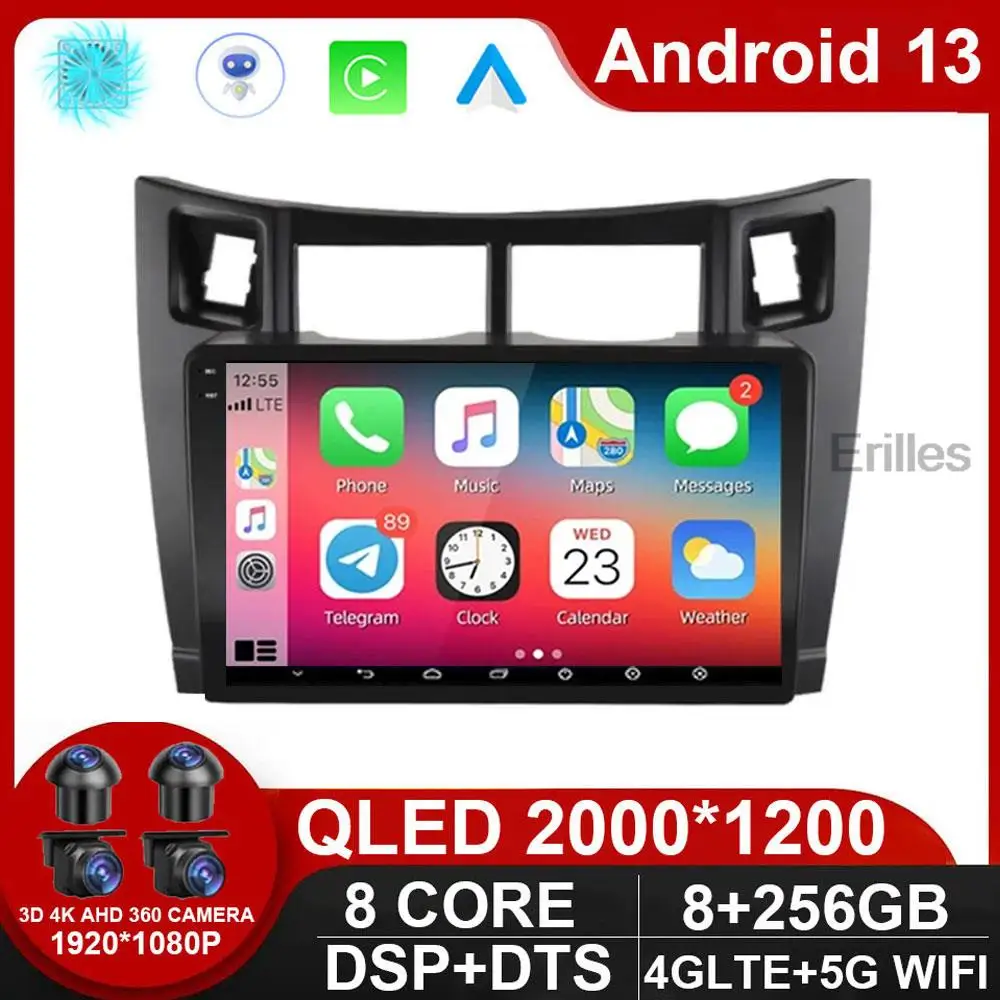 

Carplay Car Multimedia Player for Toyota Yaris 2007 Radio Fascia Car Radio 2005 - 2012 Android 13 GPS Navigator NO 2 Din