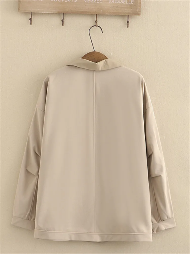 여성용 수트 칼라 라펠 캐주얼 재킷, 탄성 허리 사이드 화이트 스트립 스티치 캐주얼 수트 바지 조합, 플러스 사이즈