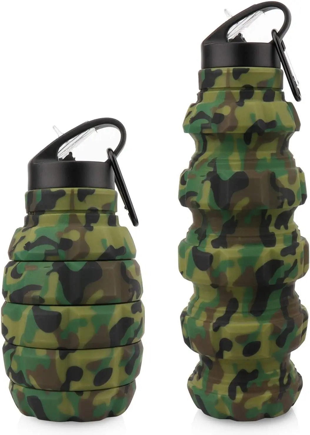 Collapsible Reuseable Silicone Water Bottles 18oz for Gym Camping Hiking