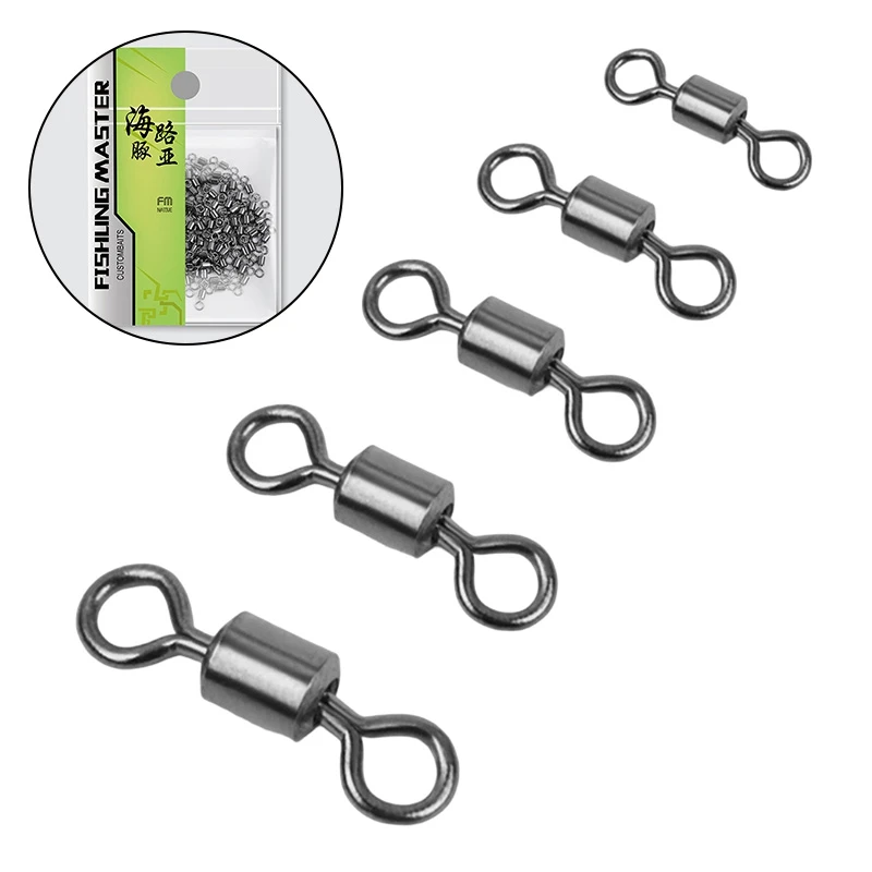 100pc Fishing Swivel Ball Bearing Swivel Stainless Steel Fishing Connector Bearing Snap Fishing Swivels Rolling Bead Accessories