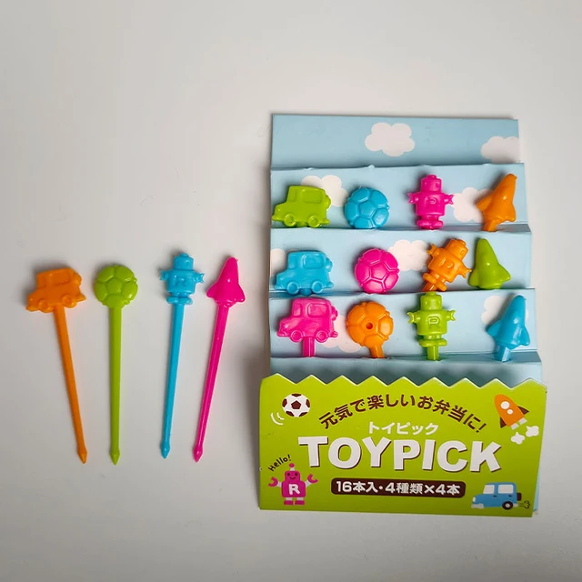 16 Darabos Autó Repülőgép Robot Gyümölcs Villák Szett Mini Gyerekek Snack Torta Desszert Étel Bot Fogpiszkáló Dekoráció Válogatás Sütemény Bento Asztali Edények - Image 2