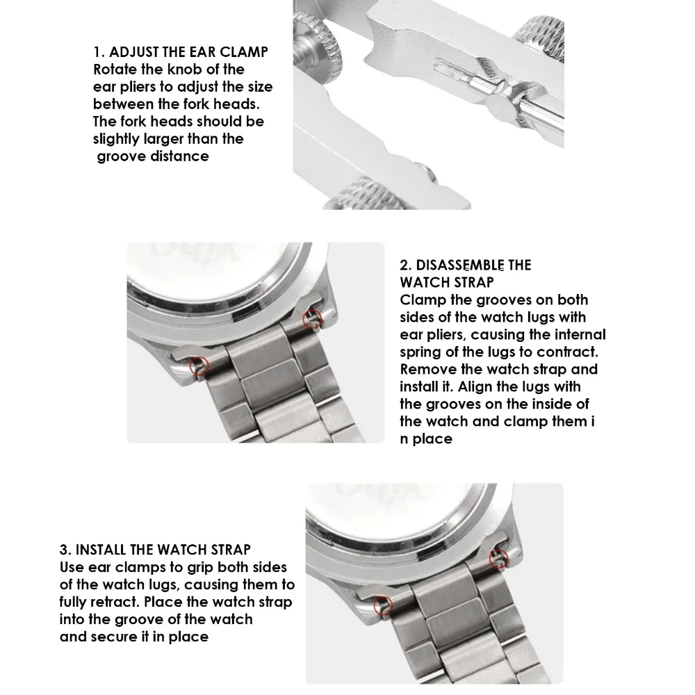Watch Spring Bar Removal Tool Set with Durable Tips for Wristband Strap Repair