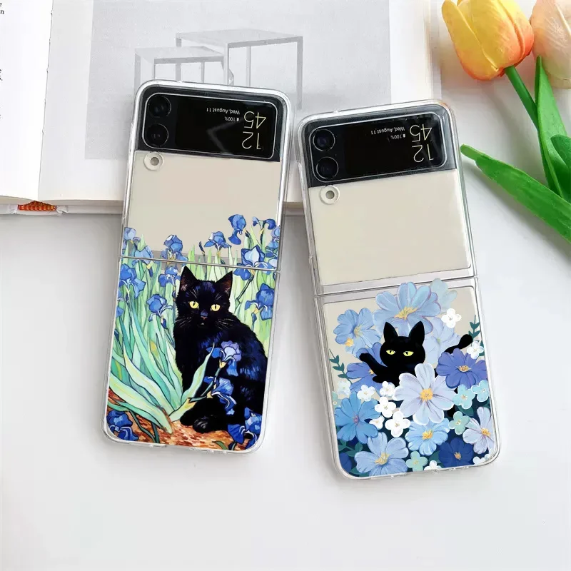Retro Van-Gogh Black Cat Transparent Clear Phone Case Cover