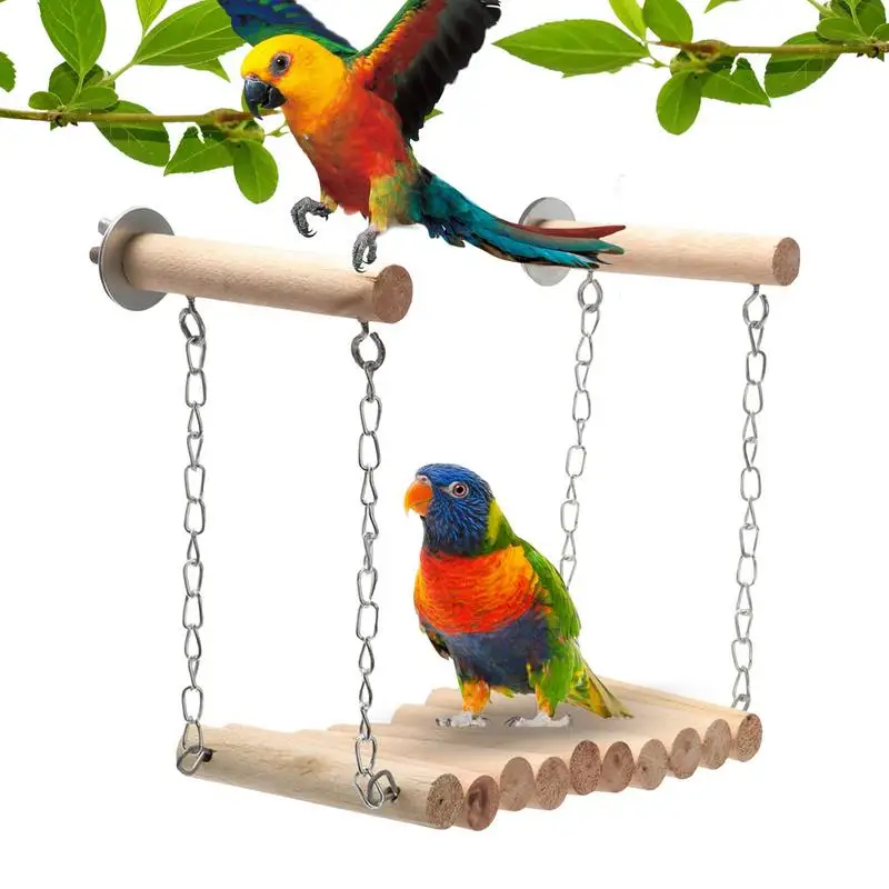 

Parrot Perch Swing Wooden Parrot Perch Stand Perches Bird Toys Cage Accessories for Parakeets Cockatiels Finches playing toy