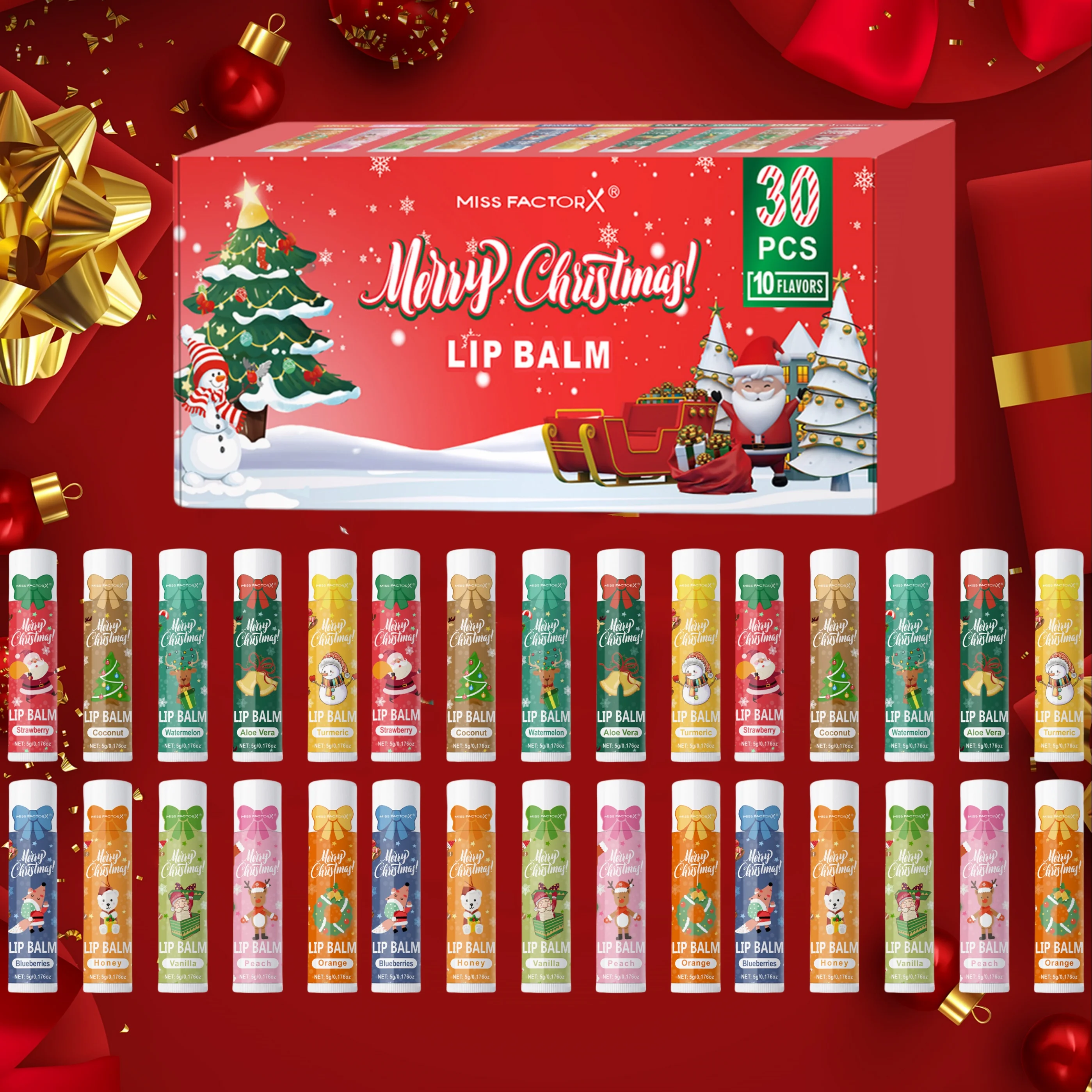 Christmas gift box, lip balm 30PCS/box lip balm set, durable moisturizer, Christmas gift, women's gift, party gift 5