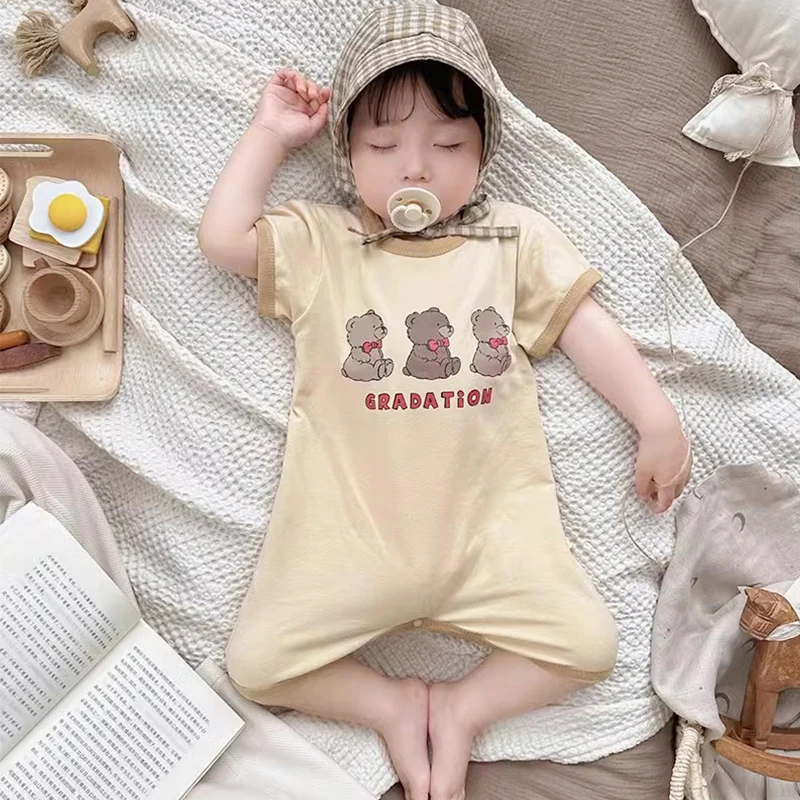 여름 반팔 점프 수트, 여름 남성 의류,  여성 의류, 여름 맨투맨, 얇은 크롤링 의류