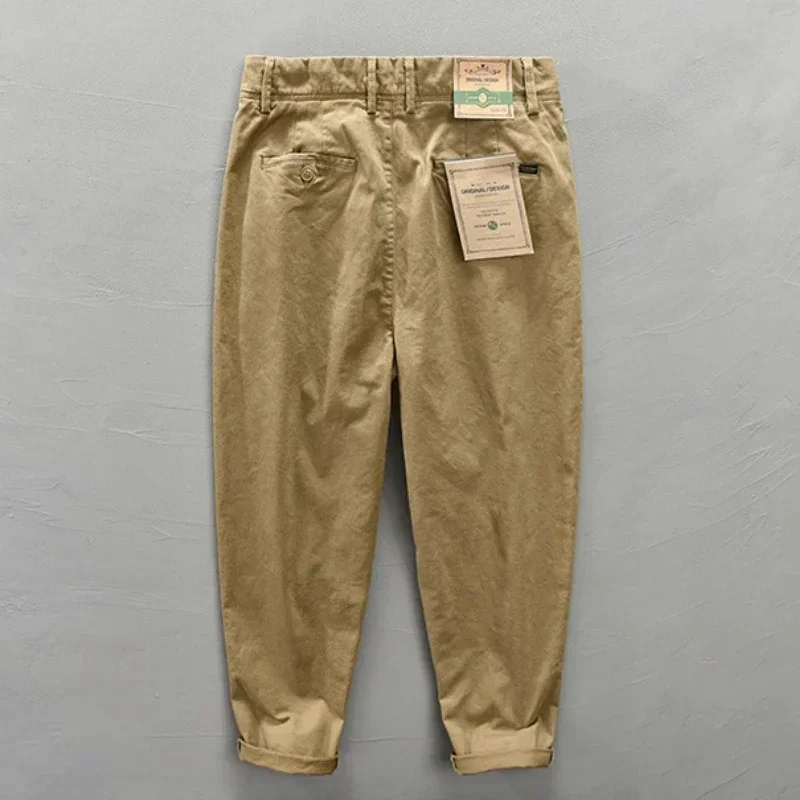 Autumn Men's Trousers Cotton Casual Button Big Pocket Velvet Cargo Pants Oversize 4XL
