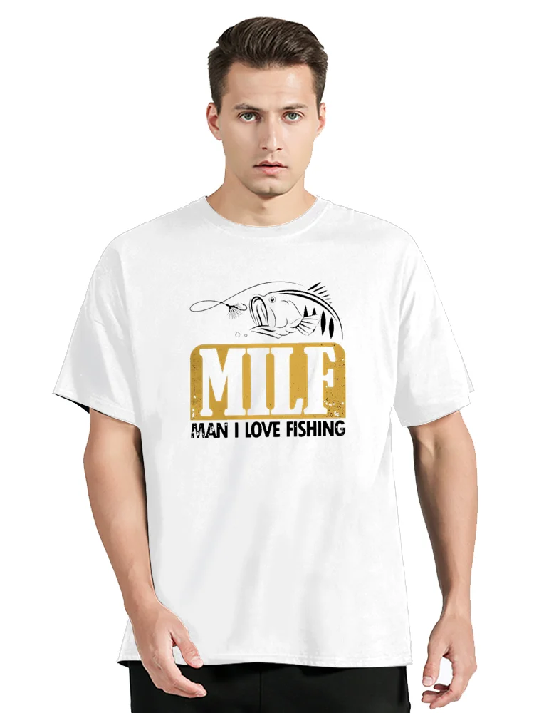 MILF 낚시 티셔츠, 캐주얼 피트니스 티셔츠, 코튼 탑, 남성 의류, 오버사이즈 유니섹스 스트리트웨어, 여름 패션