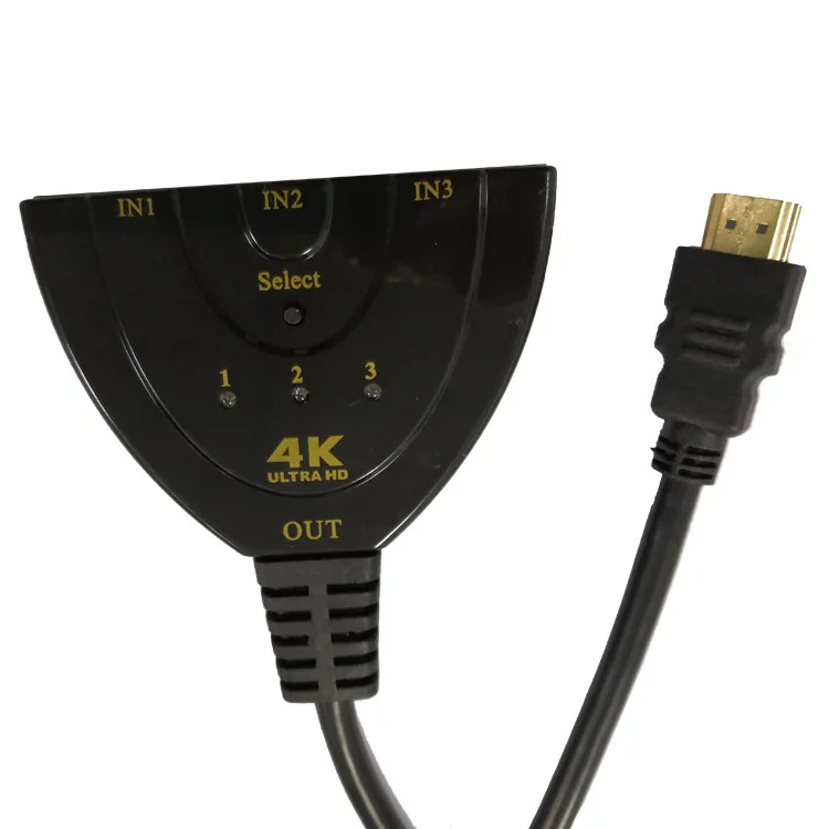 Ultra HD 3-Port HDMI Video Switcher Hub