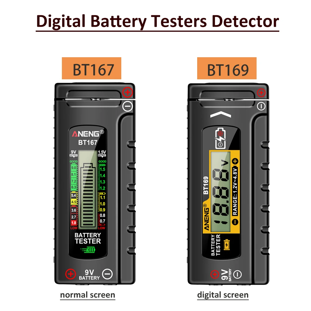 BT167 BT169 Digital Battery Testers Detector Multifunctional Quickly Measure Battery AA/AAA/C/D/9V/1.5V Button Cell Measurement