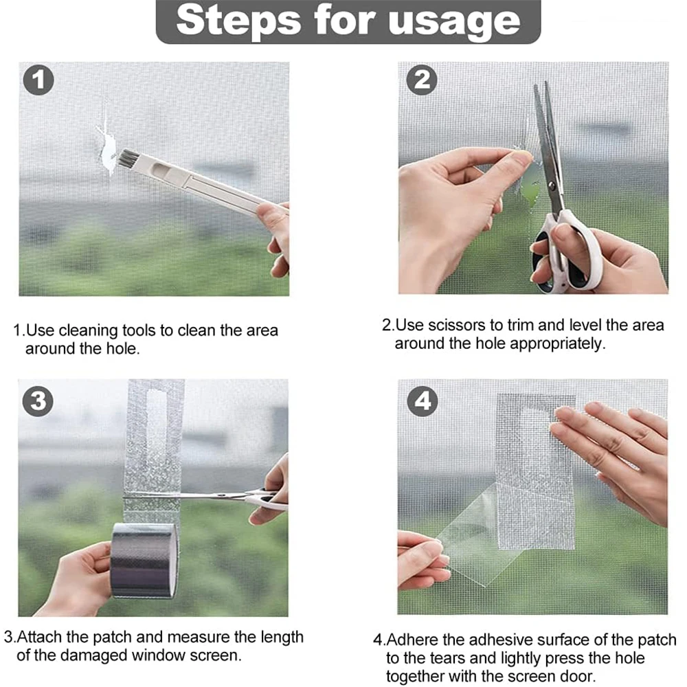 Deur Raam Scherm Reparatie Tape, Waterdichte Scherm Reparatie Tape, Raam Scherm Deur Reparatie Kit Glasvezel Doek Mesh Tape Voor Reparatie Gaten Tranen(5cm* 2m-wit