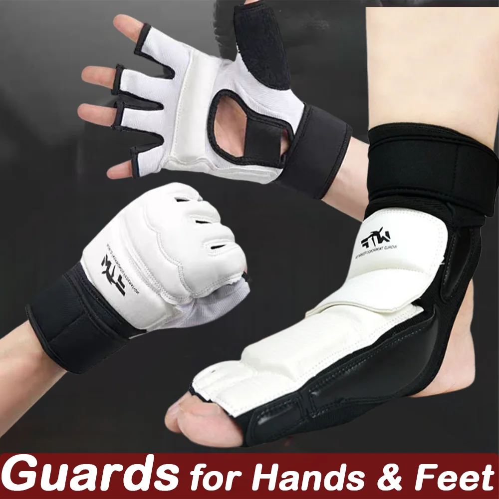 Boxing Gloves 1Pair Half Finger Boxing Gloves Taekwondo Cushioned Gloves Sports Comfort PU Foot Sleeve Handguard Legguard Competition Training