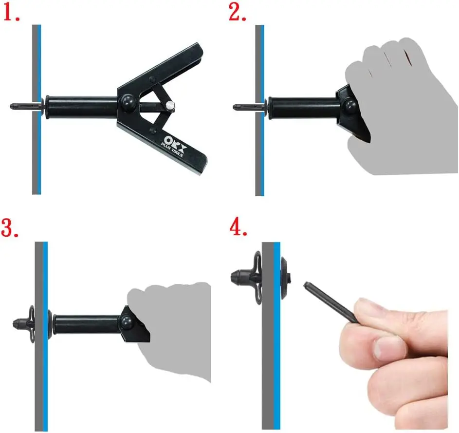 Hand Rivet Gun Kit with 40 Plastic Rivets, One-Handed Operation for Automotive Trim and Door Panels