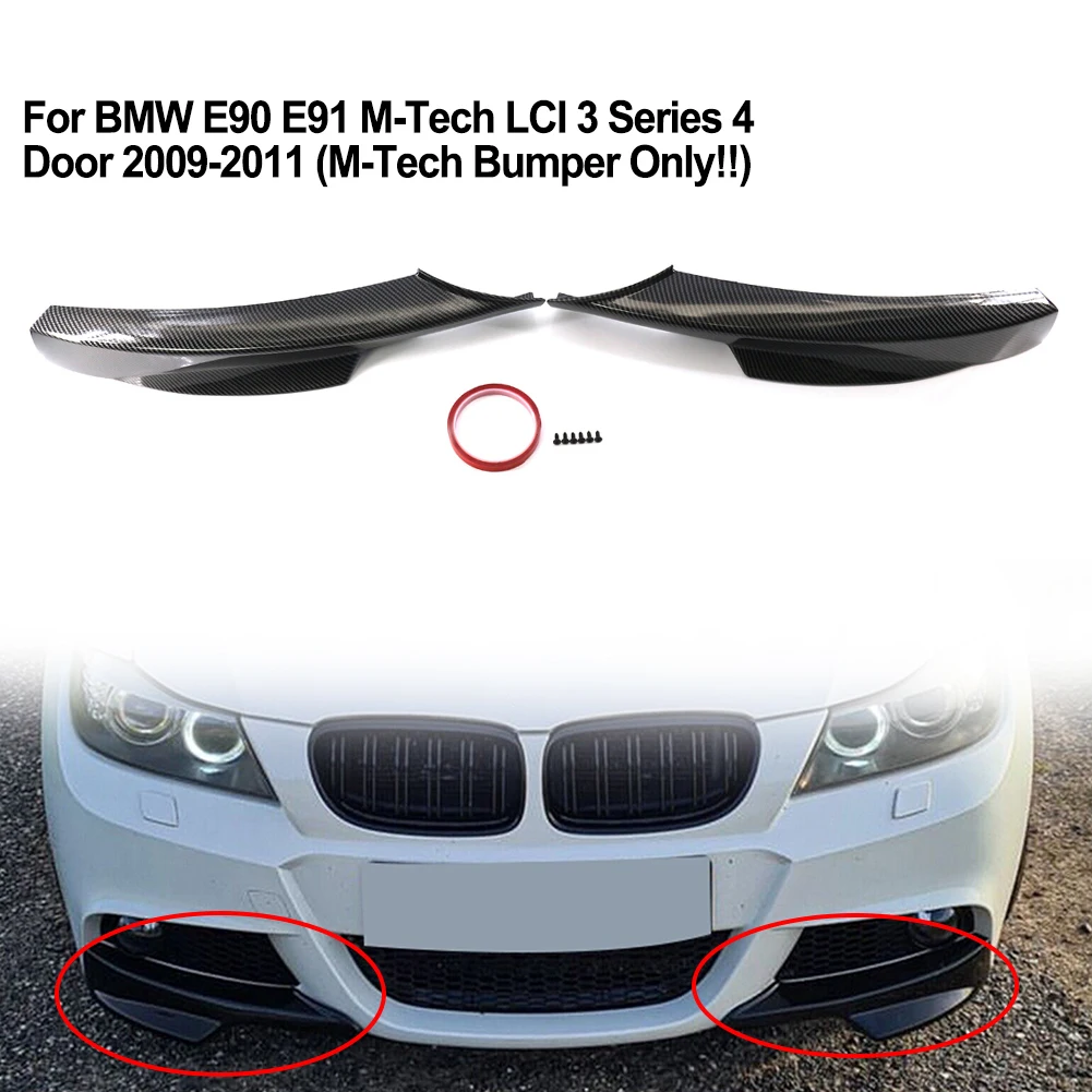 

ABS Plastic Carbon Pattern Front Bumper Side Splitter For BMW 3 Series E90 M-Tech LCI 09-2012 Accessories For Vehicles