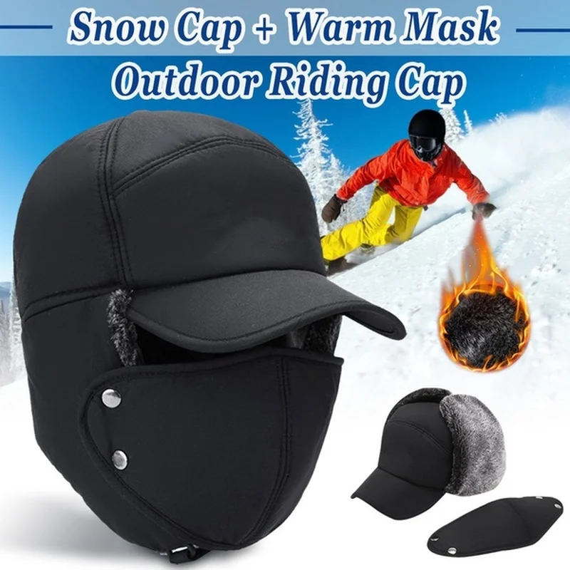 

3 in 1 New Balaclava Earflap Bomber Hats Caps Scarf Men Women Russian Trapper Hat Trooper Earflap Snow Ski Hat Cap With Scarve