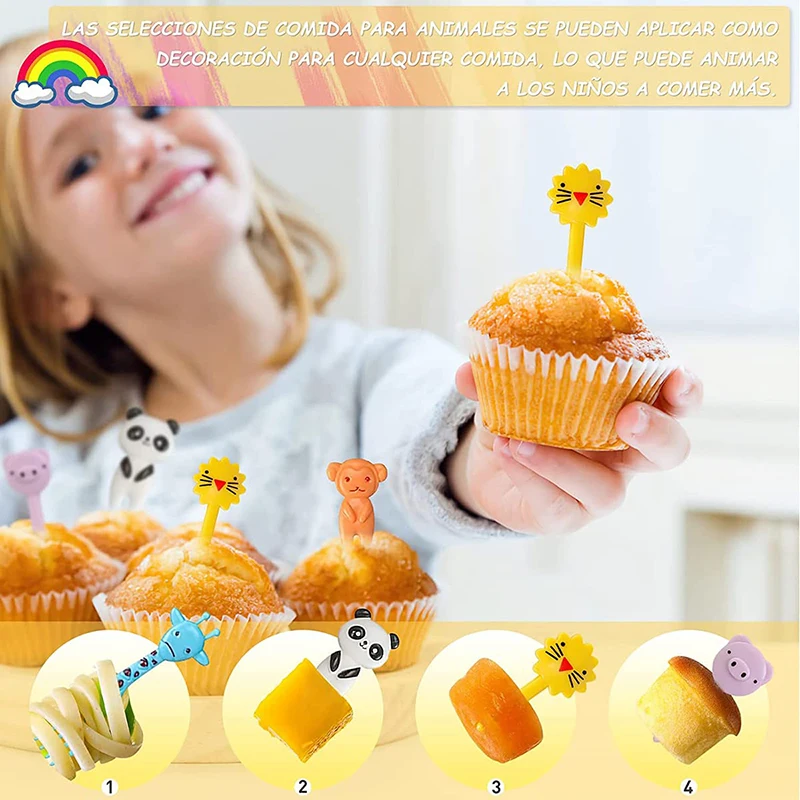 Cute Mini Food Picks Children Animal Cartoon Snack Cake Dessert Food Fruit Forks Silicone Lunch Box Dividers fruit fork food picks food toothpicks silicone fork