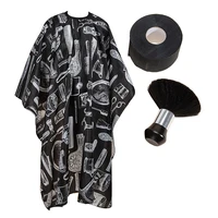 2/3pcs set  Barber wrap set Waterproof Hair Cutting Cape with Neck Duster Professional Barber Salon Hairdressing Gown Brush Set 1