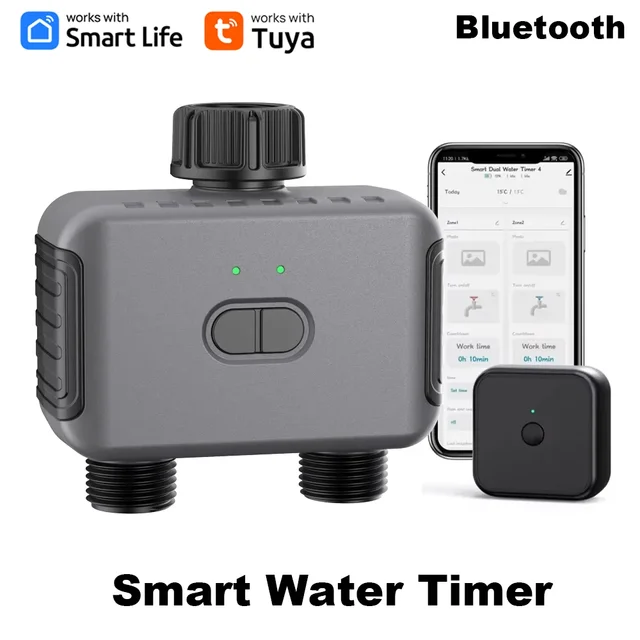 Tuya – minuteries d'arrosage de jardin intelligentes, 2 sorties, contrôleur d'irrigation goutte à goutte, Valve d'eau, retardateur de pluie, contrôleurs programmables 1