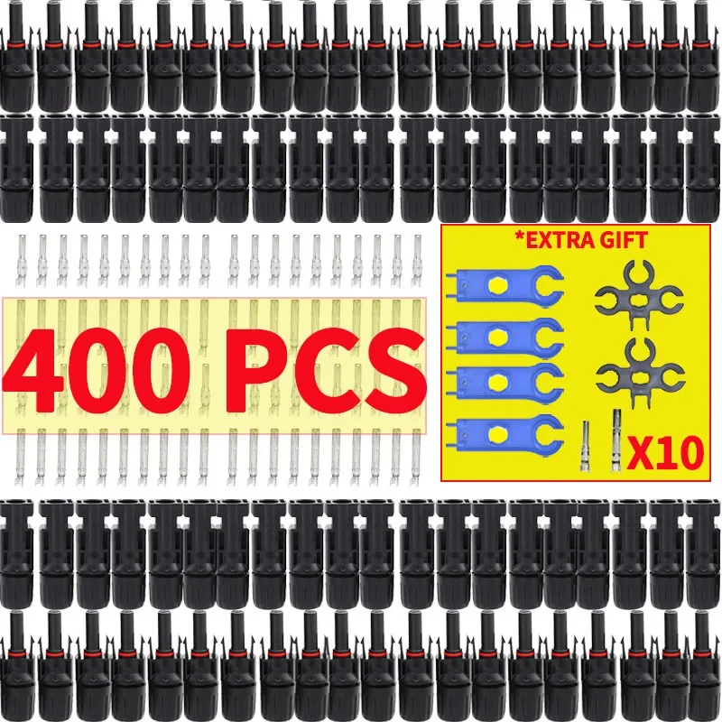DC 태양광 커넥터, PV 및 MC 케이블용 200 쌍 커넥터 키트, 1000V 30A..