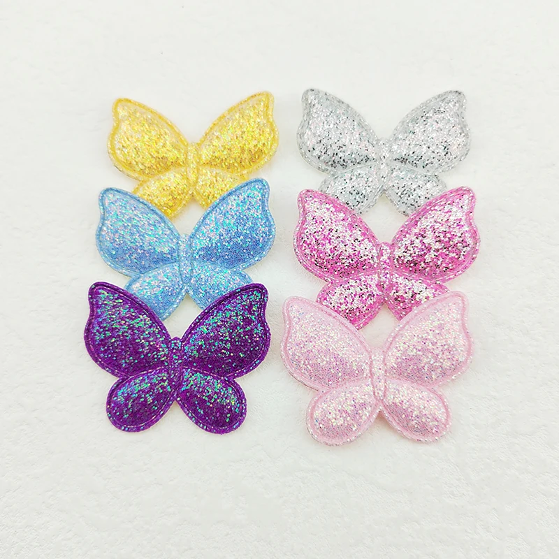 100 Teile/los Zwei Größe Glitter Schmetterling Gepolsterte Appliques Für Handwerk Kleidung Nähen Liefert DIY Haar Clip Zubehör Patch – Detail 20