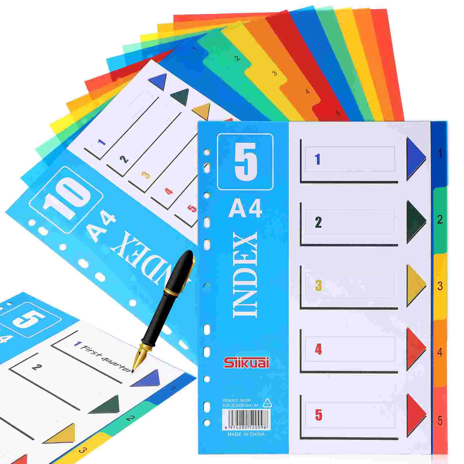 

Plastic Binder Tabs Dividers A4 File With Notepad Markers Office Page Notebook For Index Clips