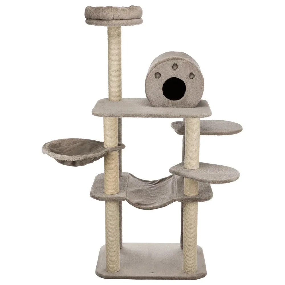 

Crawling tool, scratching post, using jute and plush 3-layer 65-inch cat tower, apartment and hammock with scratching post, grey