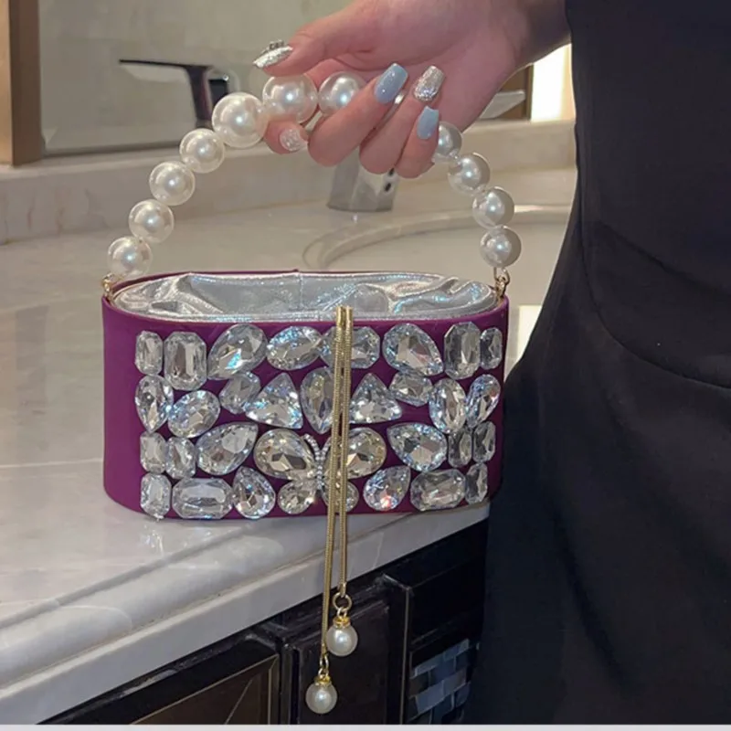 Crystal Clutch with Gold Ring Handle C Elegant Bag main image 1