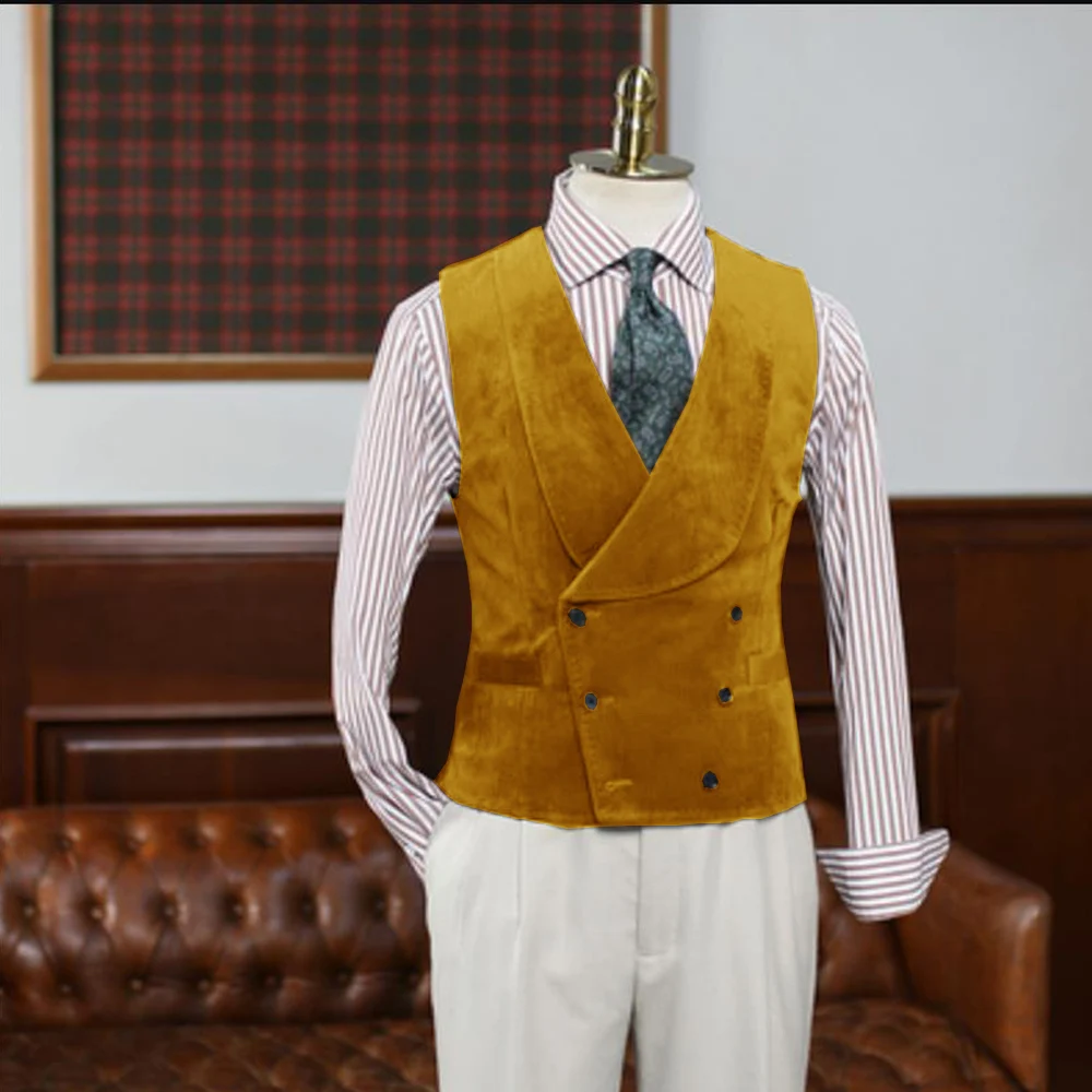 Zweireiher Gilet Männer Wildleder Steampunk Schal Kragen Weste